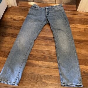 JACK & JONES Comfort Fit / Mike Jeans Men's W31/L32 Whiskers Button Fly Blue